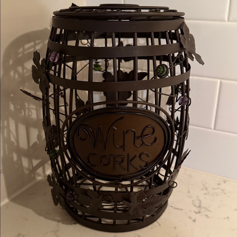 Epic Products Metal Grape Leaves Wired Cork Cage Wine Barrel